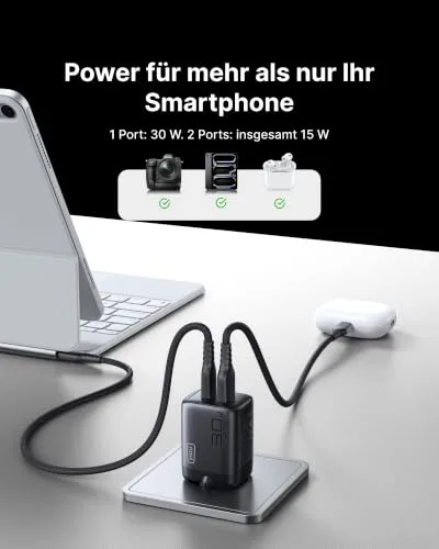 INIU ▫️ Carregador USB-C, 30 W, Conjunto de 2 Carregadores PD GAN com Carregamento Rápido e Cabo de 60 W 2