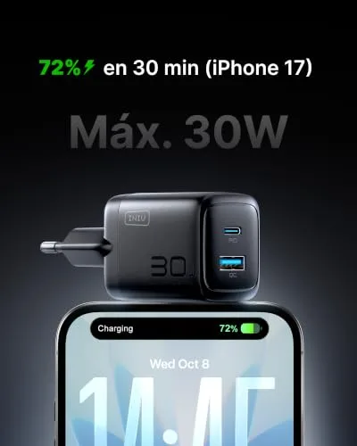 INIU ▫️ Carregador USB-C, 30 W, 1 pacote com carregador PD GaN de carregamento rápido e cabo de 60 W 3