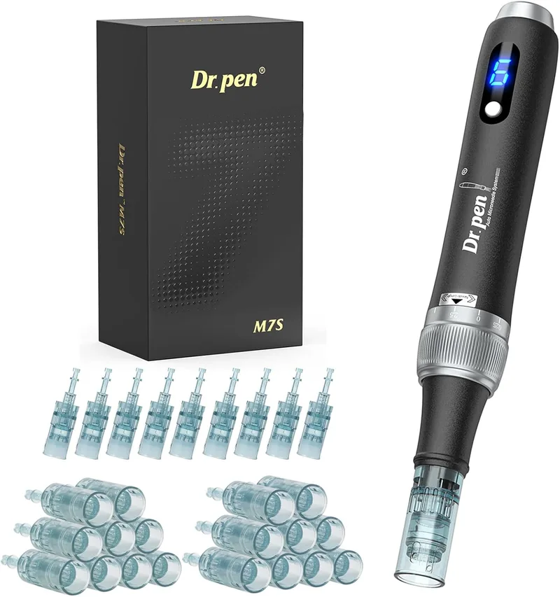 Bestauty ▫️ Dr.pen Ultima M7S Microneedling, 2025 – Último modelo da Dr.pen, melhora rugas e cicatrizes, caneta de microneedling com 27 cartuchos (9 modelos), para o rosto e para estimular o crescimento da barba, preta