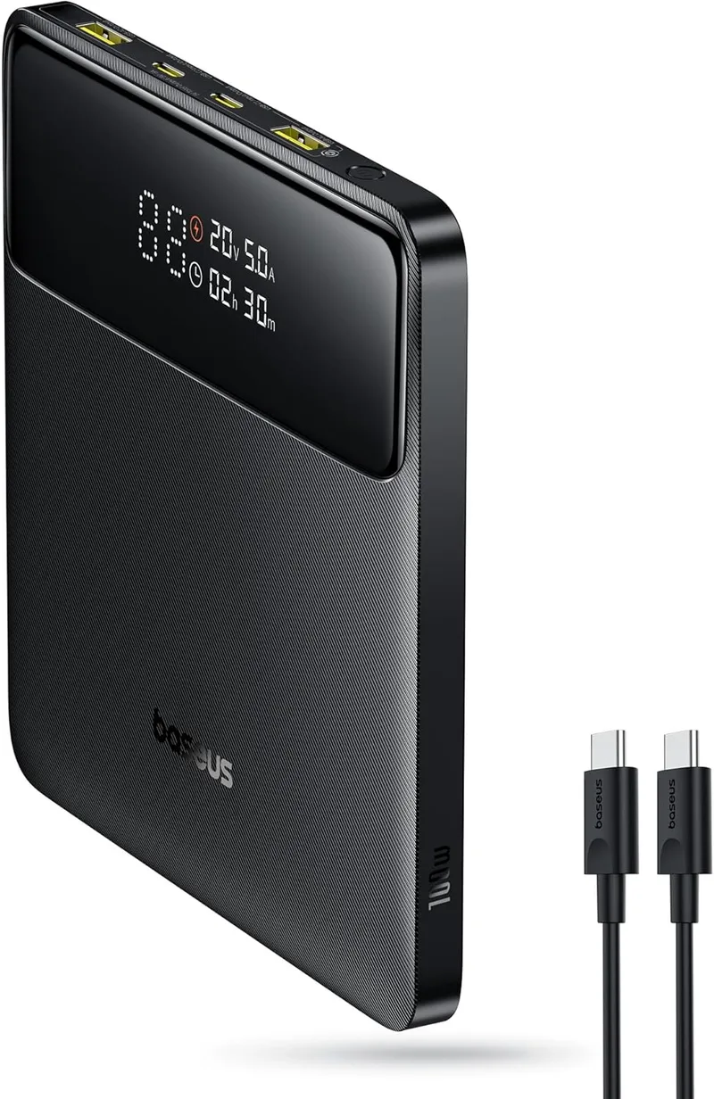 Baseus ▫️ Powerbank, 20000mAh 100W PD Slim Bateria Externa QC 4.0 Carregador Rápido, Blade H1 USB C para Laptop MacBook iPad, iPhone16 15 Pro MAX, Samsung Galaxy S24 Ultra, Steam Deck,Versão 2024