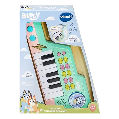 VTech ▫️ Teclado-Guitarra do Bluey, Piano e Guitarra interativos 2 em 1, Escolhe entre 10 instrumentos e sons, CRIA as tuas próprias melodias, Presente para crianças a partir dos 3 anos, Versão ESP 5