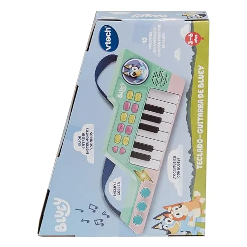 VTech ▫️ Teclado-Guitarra do Bluey, Piano e Guitarra interativos 2 em 1, Escolhe entre 10 instrumentos e sons, CRIA as tuas próprias melodias, Presente para crianças a partir dos 3 anos, Versão ESP 6