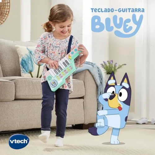 VTech ▫️ Teclado-Guitarra do Bluey, Piano e Guitarra interativos 2 em 1, Escolhe entre 10 instrumentos e sons, CRIA as tuas próprias melodias, Presente para crianças a partir dos 3 anos, Versão ESP 7
