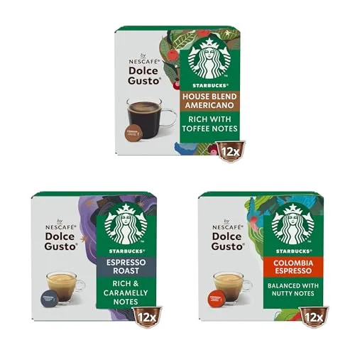 STARBUCKS ▫️ Pacote Variado de Café Preto da Nescafé Dolce Gusto, Cápsulas de Café 6 x 12 (72 Cápsulas) - Exclusivo da Amazon, Pacote Variado Black Cup (House Blend) 2