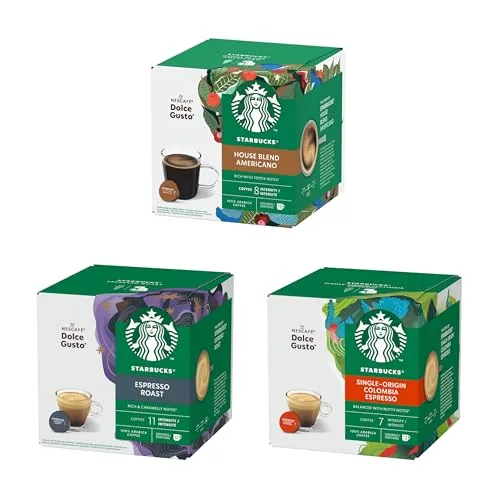 STARBUCKS ▫️ Pacote Variado de Café Preto da Nescafé Dolce Gusto, Cápsulas de Café 6 x 12 (72 Cápsulas) - Exclusivo da Amazon, Pacote Variado Black Cup (House Blend) 3