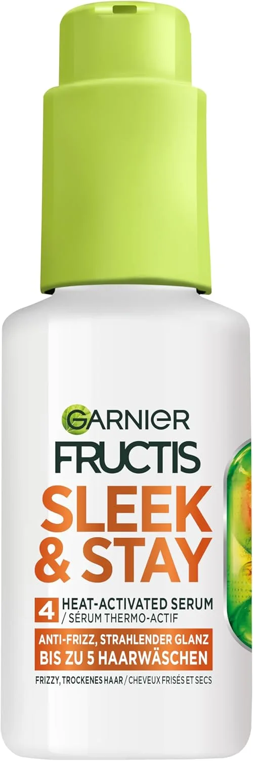 Garnier ▫️ Fructis Sleek & Stay - Sérum ativado pelo calor com alfa-silanos para cabelos secos e com tendência para o frisado, 50 ml