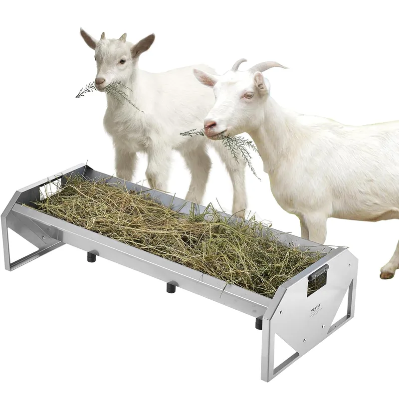 VEVOR ▫️ 100 L L Alimentador de gado, 1140 mm de calha para feno, aço galvanizado resistente, para ovelhas e cabras