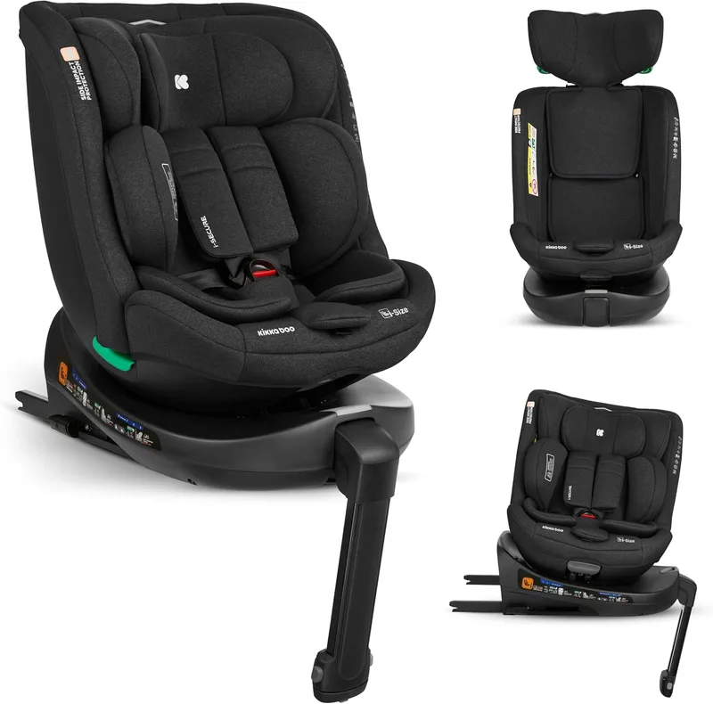 kikka boo ▫️ Cadeira de bebé KikkaBoo para automóvel Grupo 0 1 2 3 ISOFIX (0-36 kg) i-SECURE, giratória 360°, reclinável, proteção SPS i-Size, lateral, arnês de 5 pontos, apoio de cabeça com 12 posições, preto