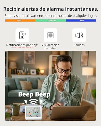 SwitchBot ▫️ Estação Meteorológica Bluetooth para Casa com Sensor Exterior Sem Fios, Monitor de Temperatura/Humidade com Data e Previsão Meteorológica, Bluetooth de 120 m, Arquivo de Dados Gratuito com Exportação 4