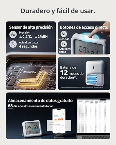 SwitchBot ▫️ Estação Meteorológica Bluetooth para Casa com Sensor Exterior Sem Fios, Monitor de Temperatura/Humidade com Data e Previsão Meteorológica, Bluetooth de 120 m, Arquivo de Dados Gratuito com Exportação 5