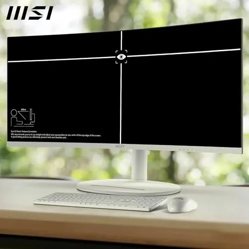 MSI ▫️ Monitor curvo Modern MD342CQPW de 34" UWQHD 1500R, Painel VA 3440 x 1440, 21:9, KVM, PIP/PBP, 120 Hz, 300 nits, antirreflexo, altifalantes integrados, ajustável em 3 direções, HDMI 2.0b 4