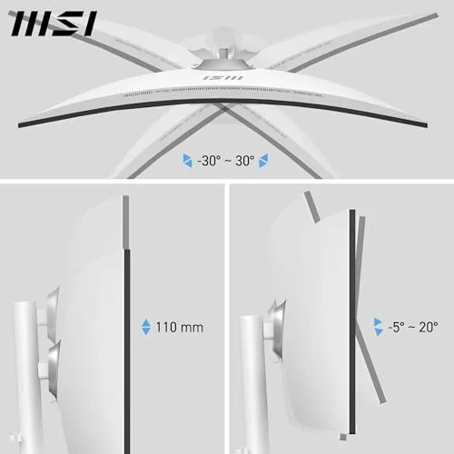 MSI ▫️ Monitor curvo Modern MD342CQPW de 34" UWQHD 1500R, Painel VA 3440 x 1440, 21:9, KVM, PIP/PBP, 120 Hz, 300 nits, antirreflexo, altifalantes integrados, ajustável em 3 direções, HDMI 2.0b 6