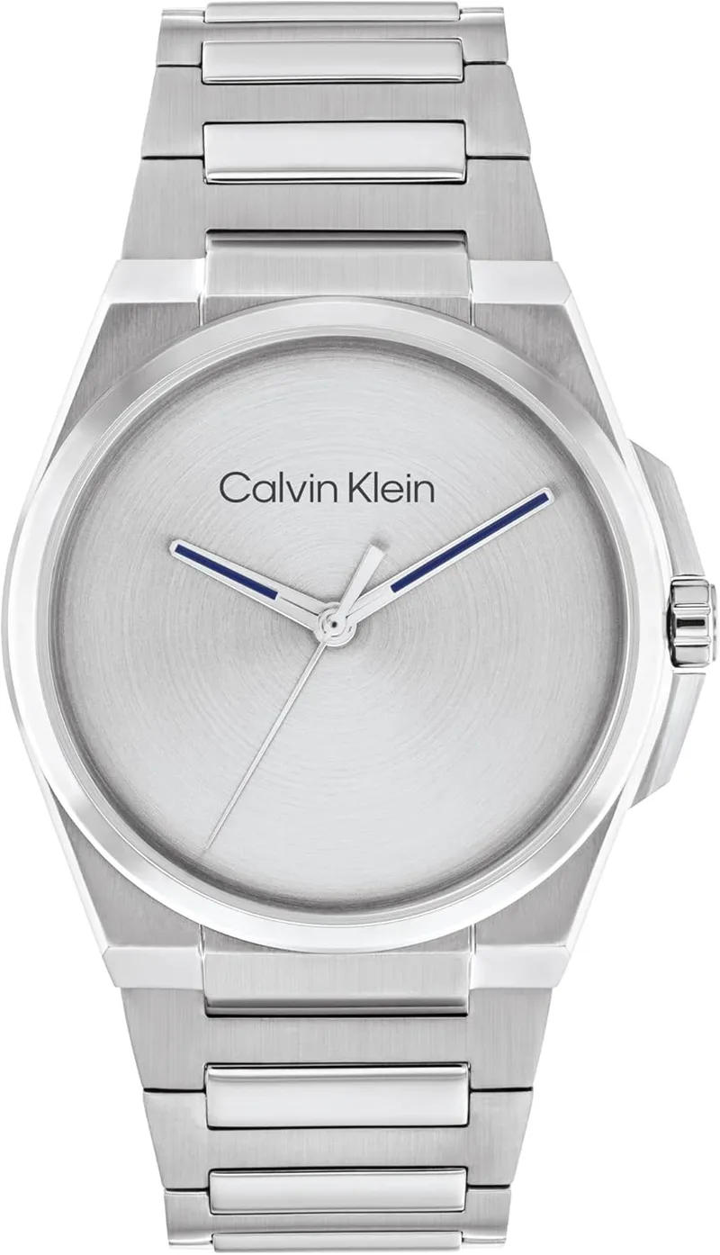 Relógio de três ponteiros com movimento de quartzo e bracelete em aço inoxidável Calvin Klein Men's Meta-Minimal Collection - Disponível em prateado, cinzento ou preto