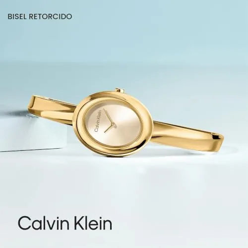 Calvin Klein ▫️ Relógio analógico para mulher da coleção Twisted Bezel, com bracelete em aço inoxidável 5