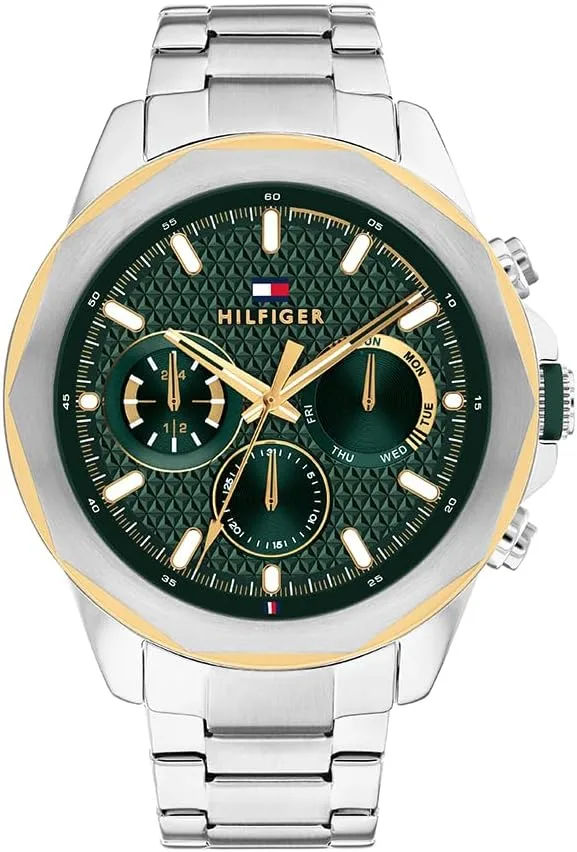 Tommy Hilfiger ▫️ Relógio analógico multifunções de quartzo para homem, com bracelete em aço inoxidável, silicone ou couro