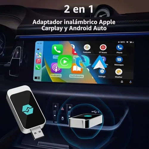 CUQI ▫️ Adaptador sem fios para CarPlay e Android Auto, converte o Android Auto/CarPlay com fios em sem fios, Type-C e USB, Plug and Play para iOS 10+/Android 11+ 2