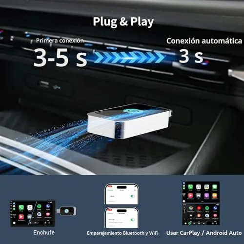 CUQI ▫️ Adaptador sem fios para CarPlay e Android Auto, converte o Android Auto/CarPlay com fios em sem fios, Type-C e USB, Plug and Play para iOS 10+/Android 11+ 4
