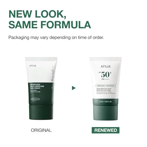 Anua ▫️ Heartleaf Silky Moisture creme solar FPS 50 PA++++, protetor solar para o rosto, base de maquilhagem, niacinamida, sem fragrância, essenciais de viagem, não deixa a pele esbranquiçada, cuidados de pele coreanos, 50 ml 2