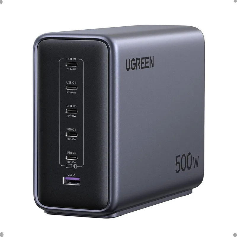 UGREEN ▫️ Nexode 500W USB C Charger with 6 Ports GAN Charging Station Compatível com iPhone 17 Pro MAX Air 16 15 14 13 Galaxy S26 25 24 Pixel 10 Pro iPad MacBook M5 M4