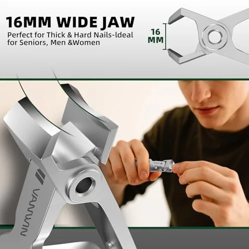 VANWIN ▫️ Cortadores de unhas para idosos, unhas grossas, cortadores de unhas grandes para homens com abertura ampla, cortadores de unhas encravadas resistentes com cabo comprido, cortador de unhas inclinado e afiado 5