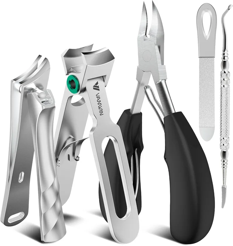 VANWIN ▫️ Cortadores de unhas para idosos, unhas grossas, cortadores de unhas grandes para homens com abertura ampla, cortadores de unhas encravadas resistentes com cabo comprido, cortador de unhas inclinado e afiado