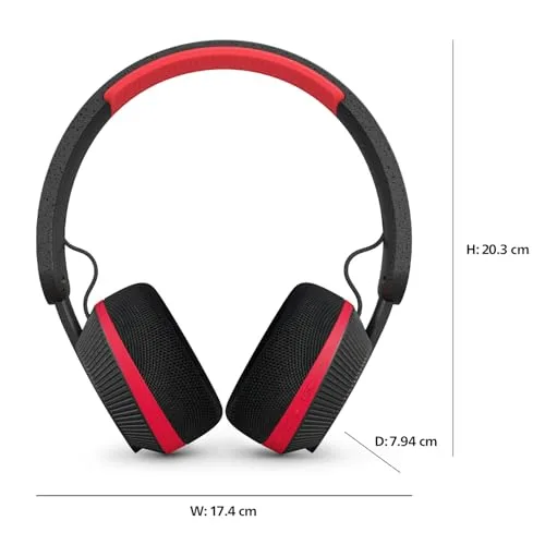 PHILIPS ▫️ TAA6219BK Auscultadores Bluetooth desportivos da Série 6000 com carregamento solar automático, autonomia de 80 horas, ideais para fazer exercício, correr e outros desportos - Preto e Vermelho 3