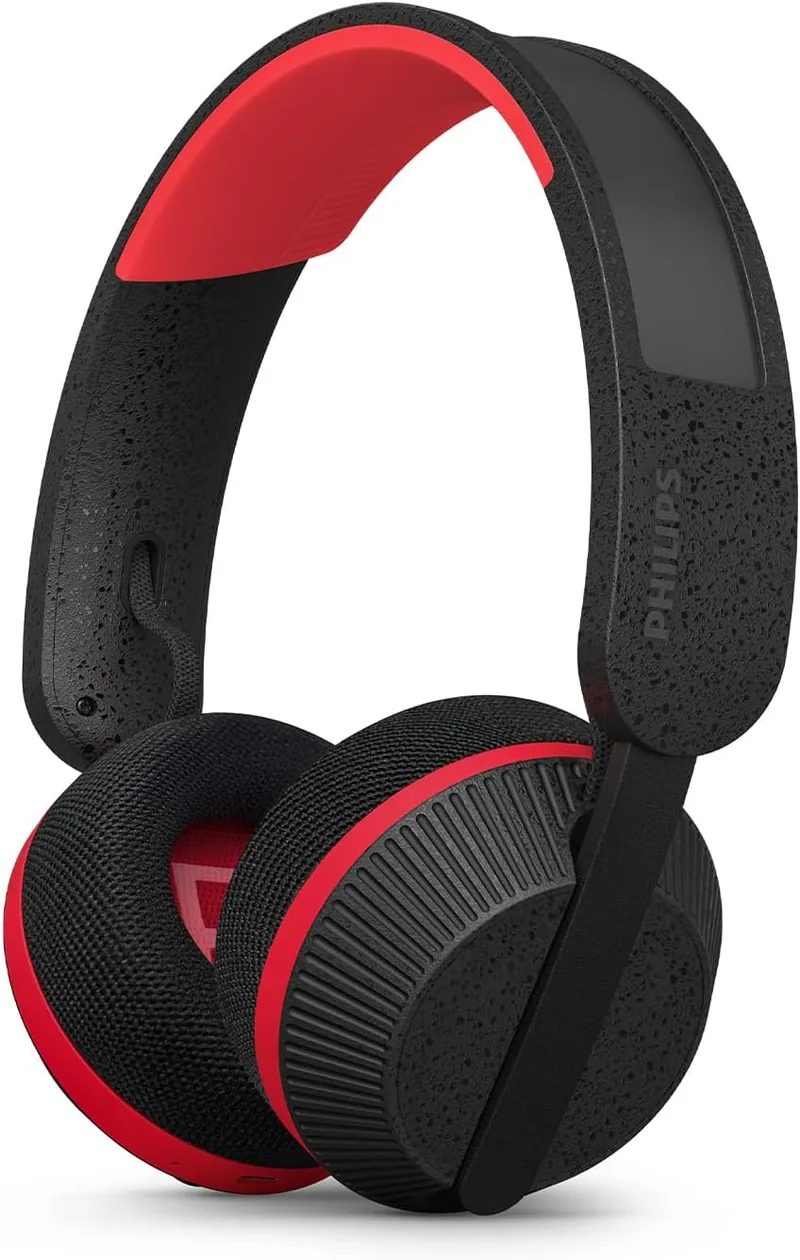 PHILIPS ▫️ TAA6219BK Auscultadores Bluetooth desportivos da Série 6000 com carregamento solar automático, autonomia de 80 horas, ideais para fazer exercício, correr e outros desportos - Preto e Vermelho