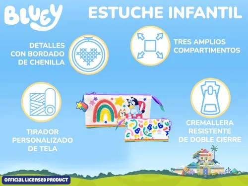 CYPBRANDS ▫️ CyP Brands - Bluey, Estojo, Porta-tudo, Material escolar, Pré-escolar, Arco-íris, Multicolorido, Produto oficial 6
