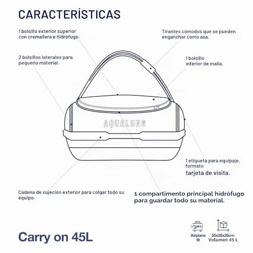 Aqualung ▫️ Explorer, mala de viagem impermeável para mergulho com capacidade de 45 L a 120 L, com compartimentos internos, alça telescópica e rodas robustas, ideal para as tuas aventuras subaquáticas 6