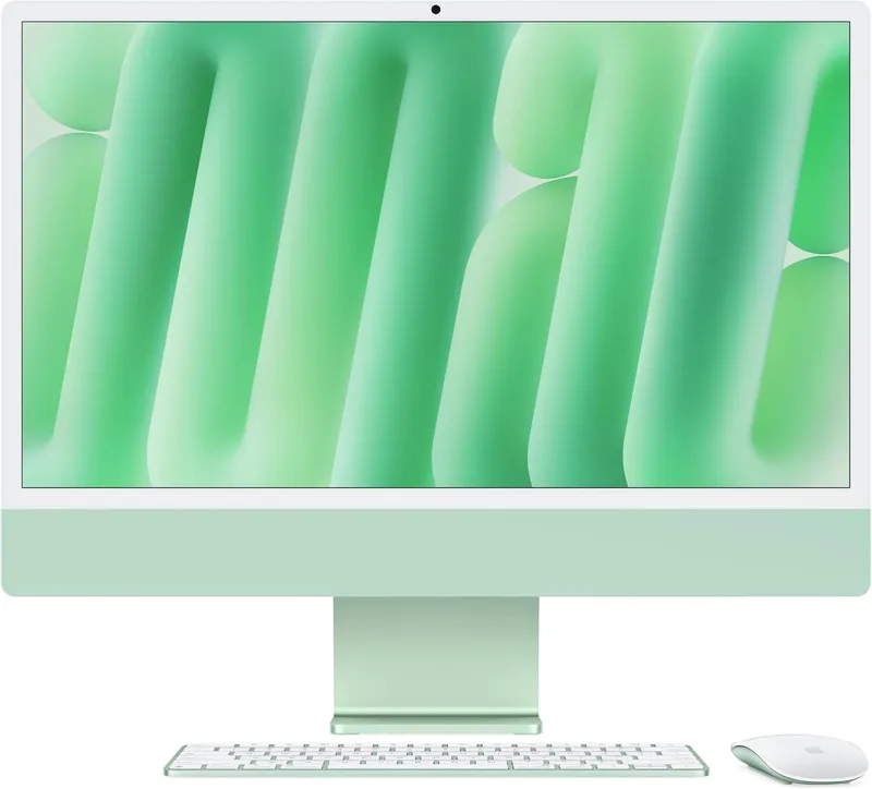 Apple ▫️ Computador de secretária iMac «tudo-em-um» com chip M4, CPU e GPU de 10 núcleos: concebido para Intelligence, ecrã Retina de 24″, 16 GB de memória unificada, SSD de 256 GB - Verde