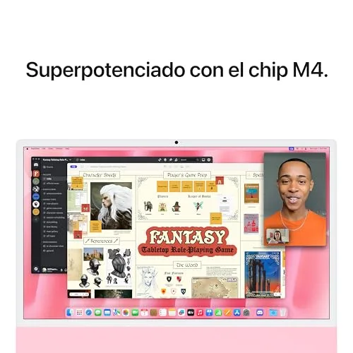 Apple ▫️ Computador de secretária iMac «tudo-em-um» com chip M4, CPU e GPU de 10 núcleos: concebido para Intelligence, ecrã Retina de 24″, 16 GB de memória unificada, SSD de 512 GB – Rosa 4