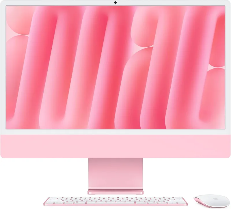 Apple ▫️ Computador de secretária iMac «tudo-em-um» com chip M4, CPU e GPU de 10 núcleos: concebido para Intelligence, ecrã Retina de 24″, 16 GB de memória unificada, SSD de 512 GB – Rosa