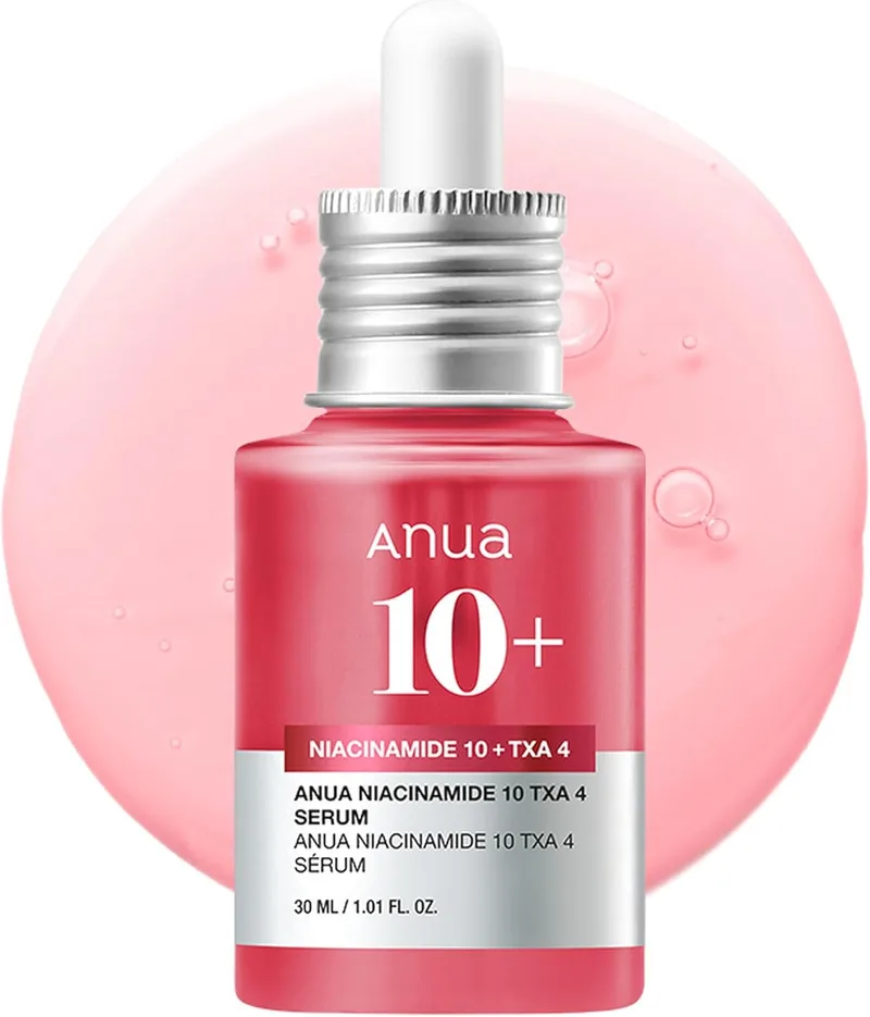 Anua ▫️ Niacinamida 10 + TXA 4 Serum, Ácido Hialurónico, Ácido Tranexâmico, Vitamina B12, Sérum Facial para Pele de Vidro, Clarificante, Compleição Radiante com Cor Natural, Cuidados da Pele Coreana (30ml /1.01 fl.oz)