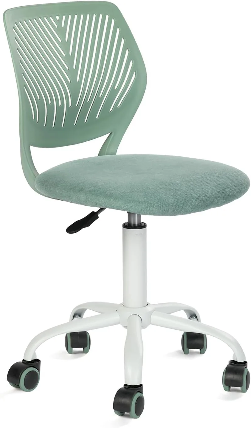 FurnitureR ▫️ Cadeira de escritório, design moderno e ajustável, para computador, giratória, sem braços, para o quarto das crianças, trabalho em casa, escritório, tecido, Morandi, azul-marinho