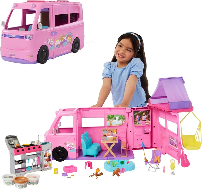 Barbie ▫️ Conjunto de brinquedos Dream Camper com acessórios de campismo