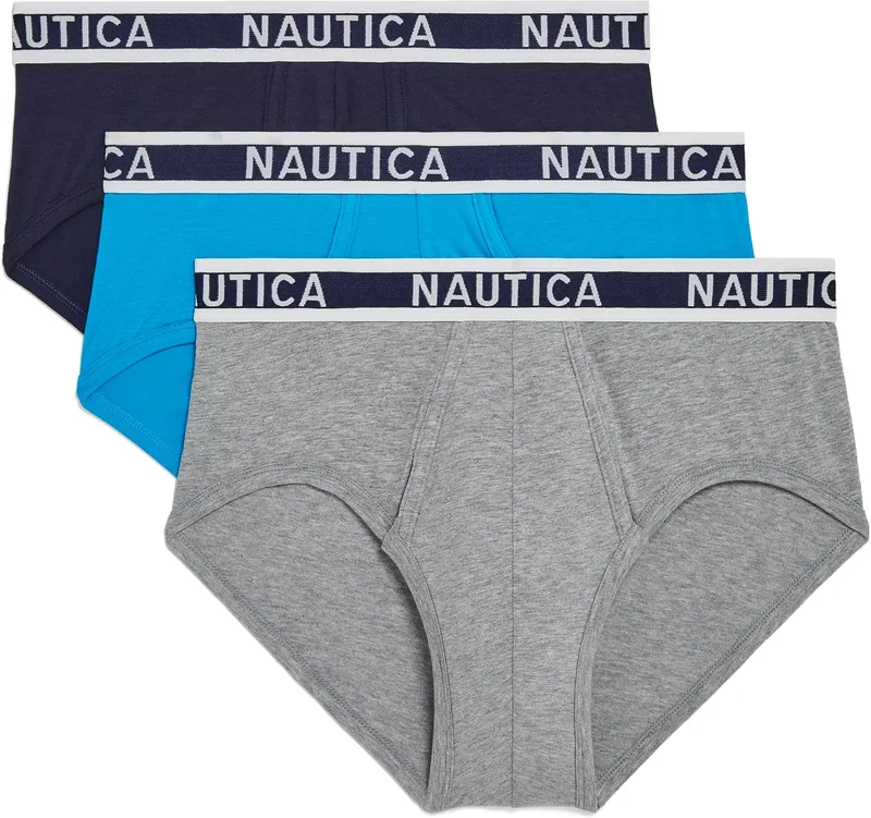 Nautica ▫️ Conjunto de 3 cuecas justas em algodão elástico - Roupa interior masculina (Conjunto de 3)