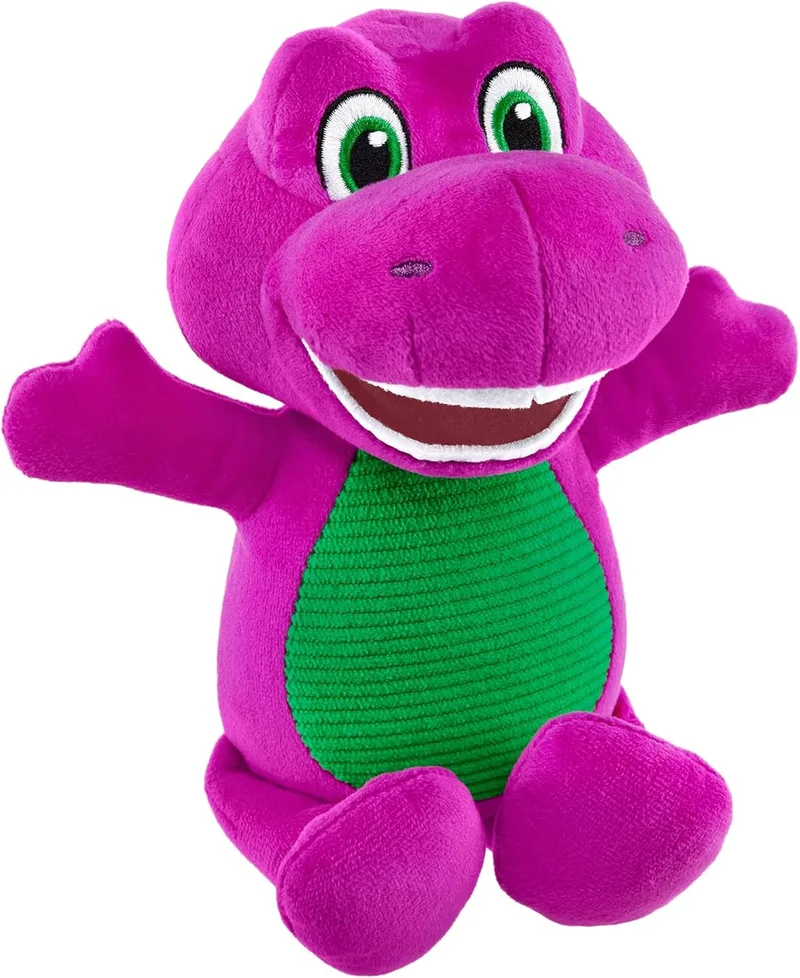 Barney ▫️ Fisher-Price 's World Dinosaur Plush 16,51 cm brinquedo de peluche com personagem para brincadeiras de faz-de-conta em idade pré-escolar, para rapazes e raparigas com mais de 2 anos, HVF40