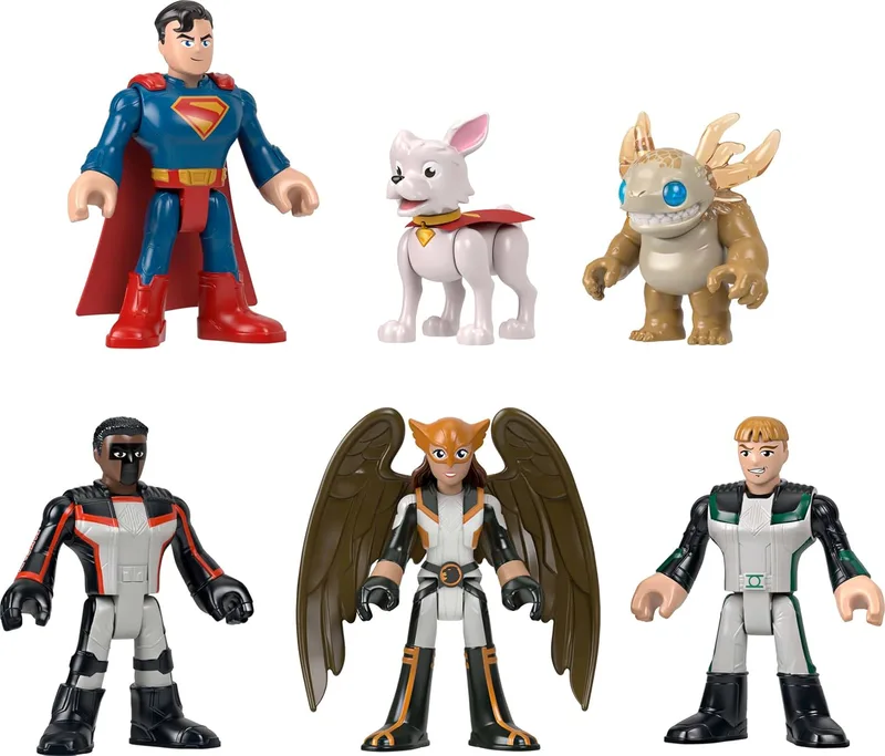 Imaginext ▫️ Fisher-Price Superman Action Figure Multipack, 6 personagens de 7,6 cm, conjunto colecionável com Krypto e Kaiju, JDL09