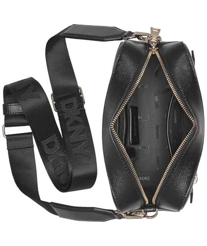 DKNY ▫️ Mala de mão Bryant AVE Camera para mulher, Preto/Dourado, Preto/Dourado 2