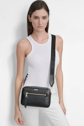 DKNY ▫️ Mala de mão Bryant AVE Camera para mulher, Preto/Dourado, Preto/Dourado 5