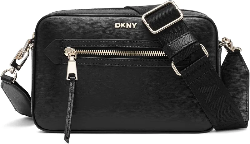 DKNY ▫️ Mala de mão Bryant AVE Camera para mulher, Preto/Dourado, Preto/Dourado