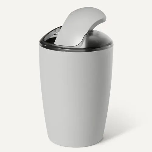 Amazon Basics ▫️ Conjunto de acessórios de casa de banho com suporte para escovas de dentes, dispensador de sabonete, saboneteira, copo, cesto do lixo, escova de sanita e suporte, cinzento 3