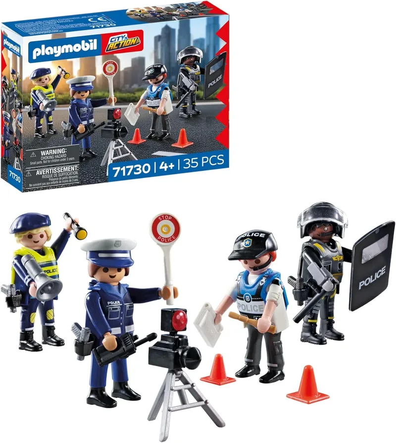 PLAYMOBIL ▫️ Action Heroes | Conjunto de Figuras de Polícia | Figuras de Brinquedo | Figura de Polícia | Brinquedo para meninos e meninas a partir dos 4 anos | 71730