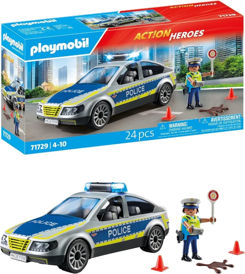PLAYMOBIL ▫️ Action Heroes | Patrulha Policial | Carro da Polícia | Carro de brincar | Brinquedo para meninos e meninas a partir dos 4 anos | 71729