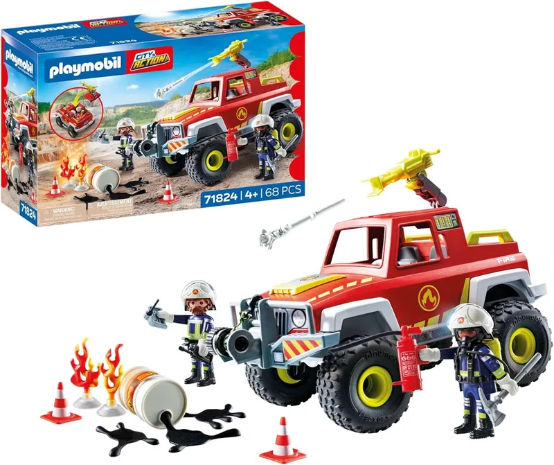 PLAYMOBIL ▫️ Action Heroes | Camião dos Bombeiros | Carro dos Bombeiros | Carro de brincar | Brinquedo para meninos e meninas a partir dos 4 anos | 71824