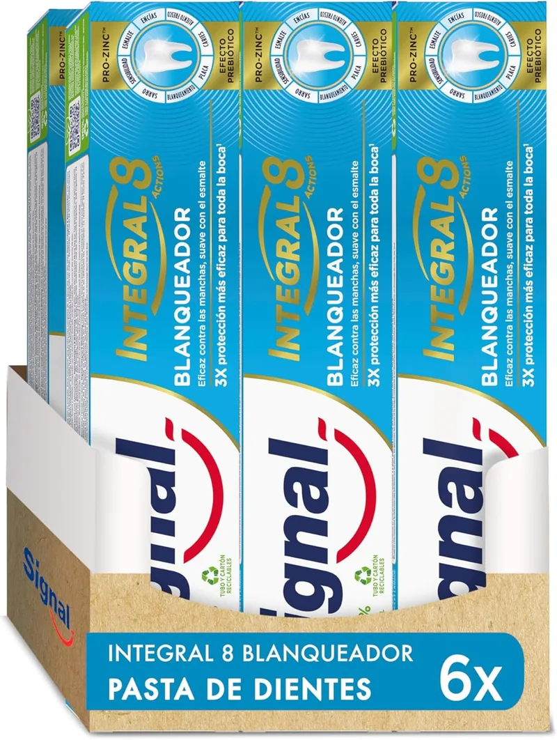 Signal ▫️ Pasta de dentes integral 8 branqueadora com ingredientes de origem natural 75ml x6