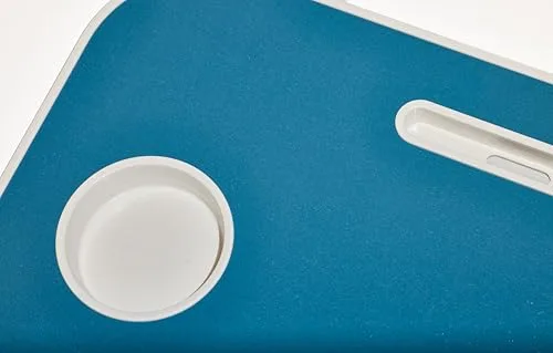 Muitomas ▫️ Mesa para teletrabalho, secretária dobrável em plástico e metal, dobrável com porta-copos e suporte para tablet, para cama e sofá, 60 x 40 x 30 cm, cor azul petróleo 5