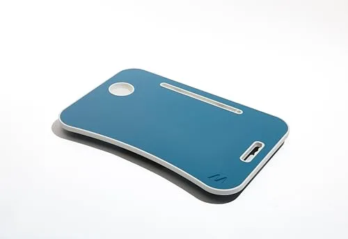Muitomas ▫️ Mesa para teletrabalho, secretária dobrável em plástico e metal, dobrável com porta-copos e suporte para tablet, para cama e sofá, 60 x 40 x 30 cm, cor azul petróleo 6