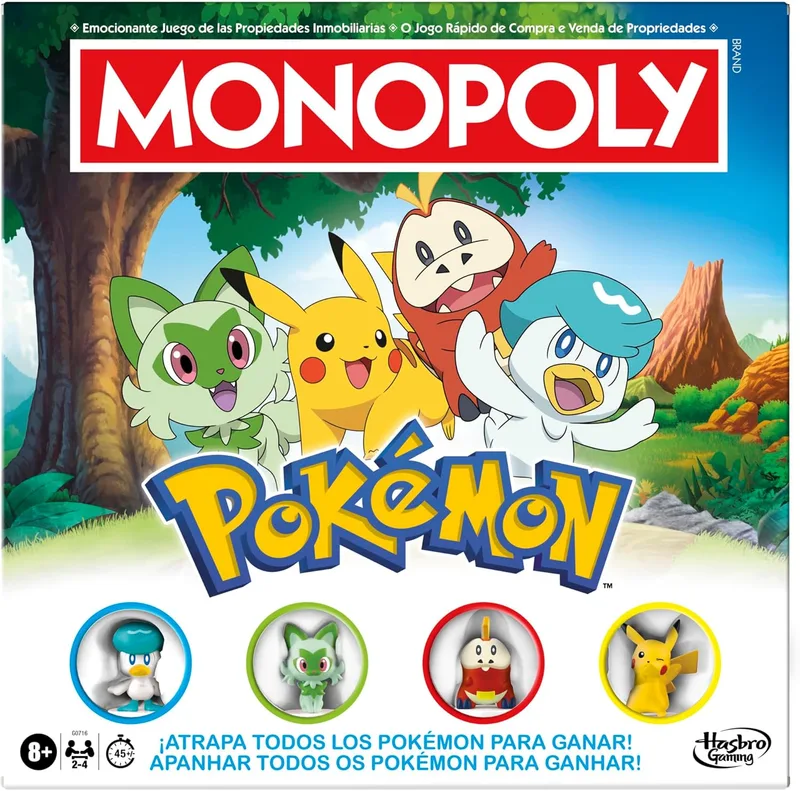 Hasbro Gaming ▫️ Jogo de Tabuleiro Monopólio Edição Pokémon - Versão Inglês-Português
