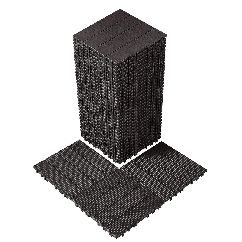 VEVOR ▫️ Ladrilhos entrelaçados para terraço, Embalagem de 36, 300 x 300 x 20 mm, de plástico, resistentes à água, para utilização em todos os tipos de clima, para terraços, alpendres, piscinas, varandas, castanho-escuro